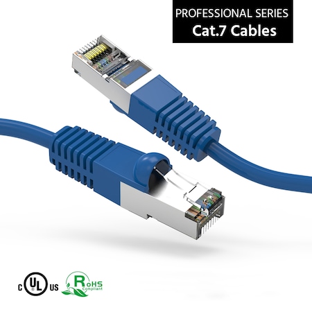 CAT7 Shielded (SSTP) 600MHz Ethernet Network Booted Cable- 5ft- Blue